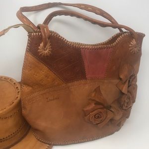 Vintage handmade hand tooled leather purse